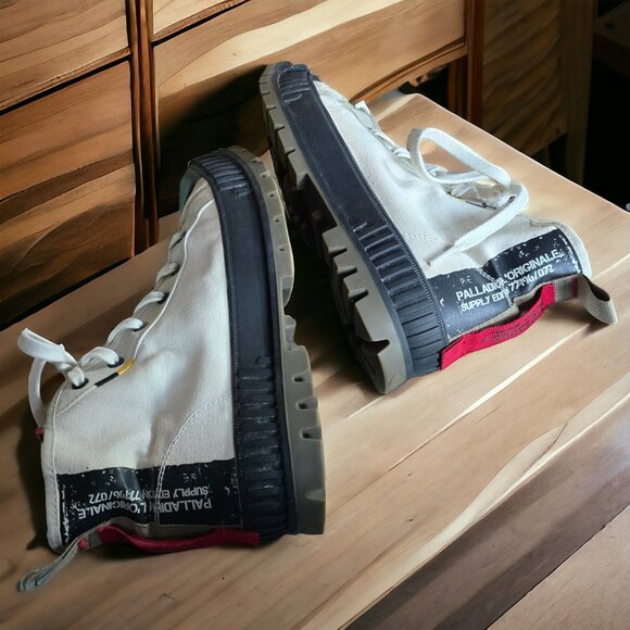 PALLADIUM PALLASHOCK SUPPLY HI ( Unisex ) 10 Woman 8.5 Men White Black Vegan - Picture 6 of 10
